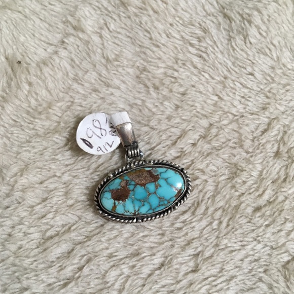 Native American Jewelry - Unique Ernest Rangel Oval Turquoise Pendant